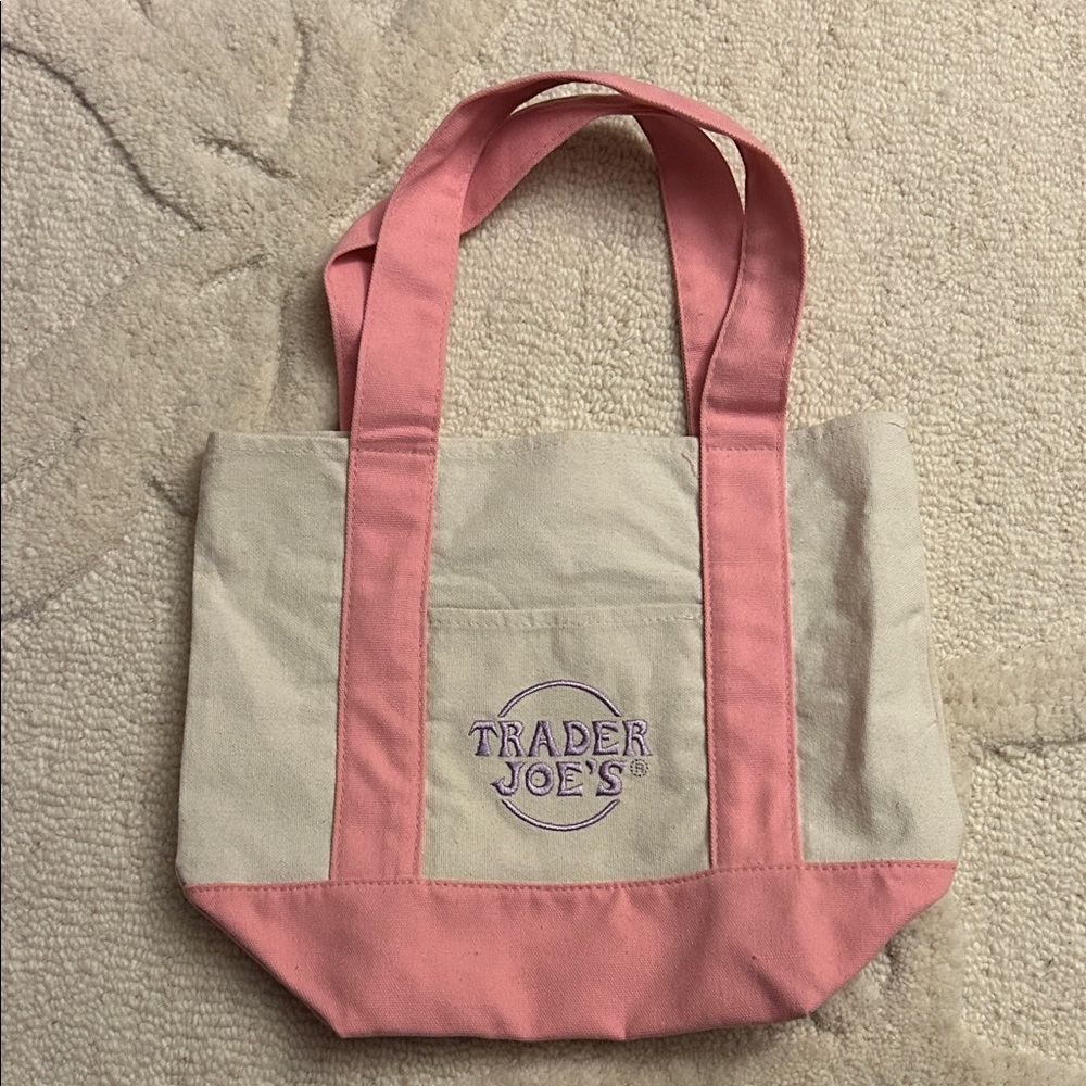 Trader Joe's Small Pink Canvas Shopping Tote